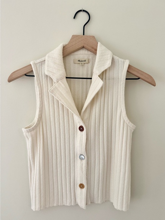 Madewell Tops - Madewell Ribbed Sleeveless Collared Knit Top - Cream